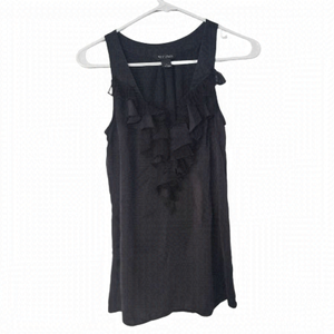 WHITE House Black Market Silk Ruffle tank small